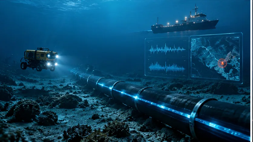 subsea infrastructure with fiber-optic sensing visualization